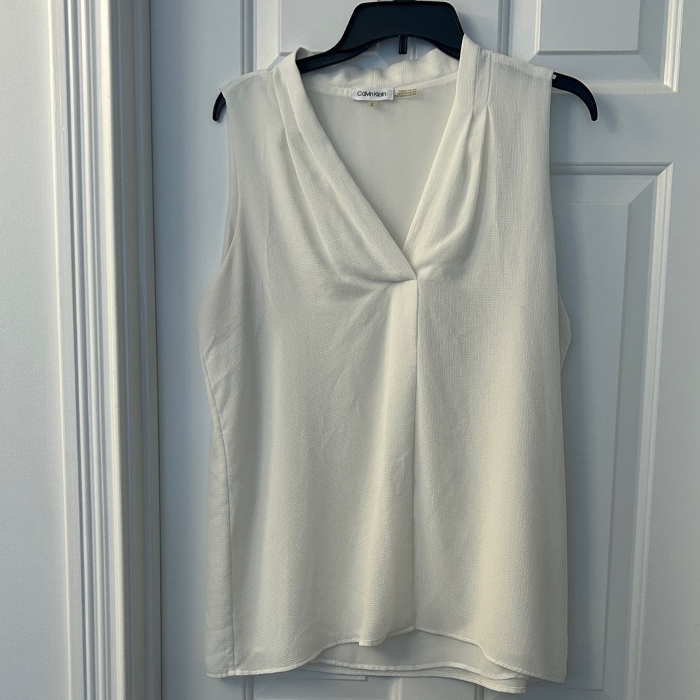 Calvin Klein Women's white V-Neck Blouse